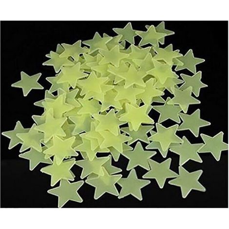 SSStancy 100pcs étoiles Autocollant Sticker Mural Phosphorescent Stickers Autocollant Mural Bébé Chambre Fenêtre Plafond Mur (1/3)