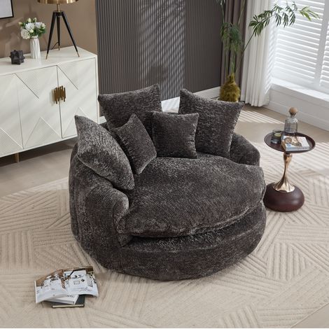 Poltrona lounge 190,5x138x63 cm in poliestere grigio, regolabile, per soggiorno – MEUBLIV (1/5)