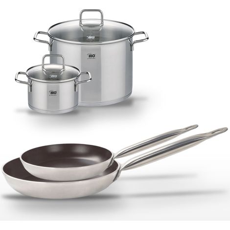 Lot de 2 Poêles 28/32 cm et 2 Faitouts 20/26 cm Elo Bistro Line (1/4)