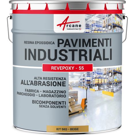 Vernice epossidica per pavimenti industriali - REVEPOXY TRAFFICO INTENSO - 5 Kg (fino a 10 m² in 2 strati) Beige - RAL 1001 - ARCANE INDUSTRIES