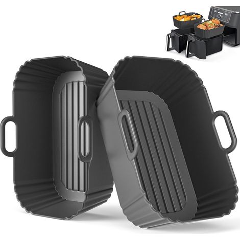 Moule Silicone Air Fryer 2 Paquet pour Ninja Foodi Max Dual Zone AF300EU AF400EU AF200EU, Cookwise, Panana, Kenwood pour Modèles 7,6L 8,5L et 9,5L, Plat Airfryer Accessoire (1/5)