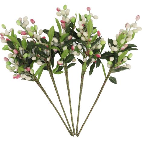 Künstliche lila Blumen, Früchte, Beeren, grüne Pflanzen, Oliven, rote Beeren, Bohnenzweige, Dekoration für Haus und Wohnzimmer (1/5)