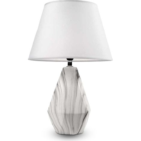 LAMPADA DA TAVOLO IN CERAMICA CON BASE EFFETTO MARMO DA 42 CM COLORE BIANCO (1/4)