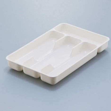 Organiseur de tiroir à Couverts, Petits ustensiles, Plateaux pour tiroirs de Cuisine avec 4 Compartiments de Rangement pour ustensiles, cuillères, fourchettes (Blanc) (1/4)