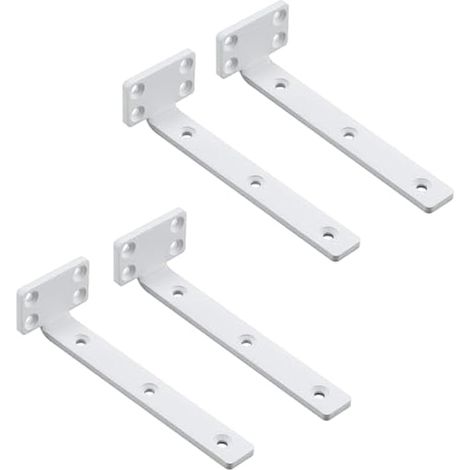 Lot de 4 Supports d' Étagère Flottants, 15 x 5 CM, Équerre Étagere Durable et Pratique, Equerre Etagere Murale avec Vis, Blanc (1/5)