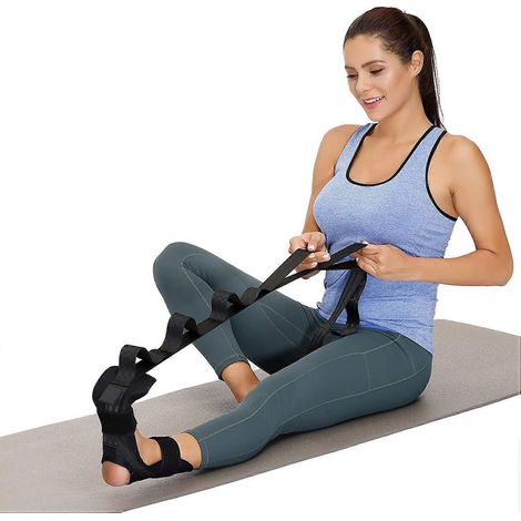 Sangle d'étirement pour le yoga avec sac en filet, sangle élastique d'étirement des ligaments de la cheville avec boucles, extenseur de jambes souple, aide à l'étirement des jambes et des pieds