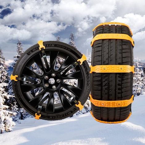 10 pcs Chaussettes à Neige Voiture 185-225 mm, Chaînes à Neige Jaunes, Câbles de Traction Urgence Réglables Antidérapants Chaîne de Pneu Voiture, Fit Universal Voitures SUV Camions (1/5)