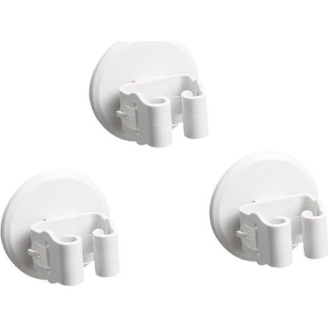3pièces Support pour Balai à Franges Et Serpillière Pince De Fixation avec Ventouse Lot de Blancs (1/4)