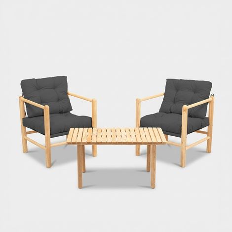 Gartensofa-Set aus Holz mit Beistelltisch Elvar - Anthrazit (1/4)