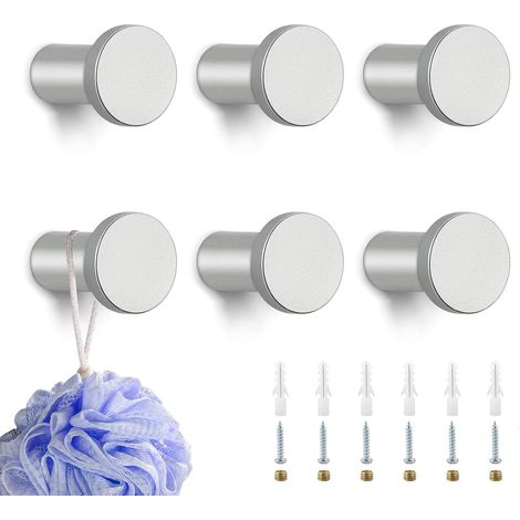 Lot de 6 Crochet, Acier inoxydable, 35 mm, Vis de montage, Salle de bain