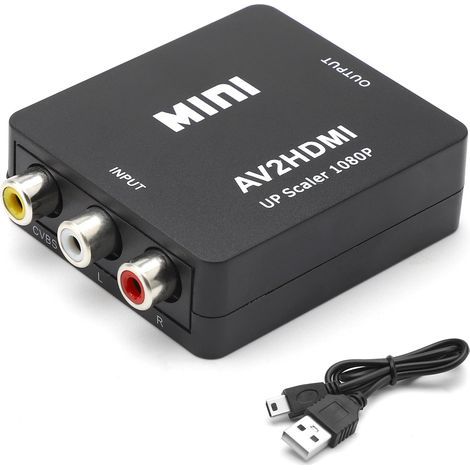 Adaptateur RCA vers HDMI Convertisseur AV en HDM 1080P Supporte PAL/NTSC RCA Composite CVBS Convertisseur Audio Vidéo avec USB Câble pour PC Xbox TV STB VHS DVD Wii (1/5)