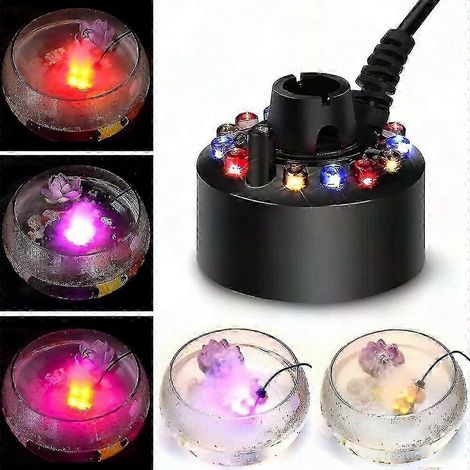 Humidificateur à atomiseur 12 LED avec adaptateur secteur - Atomiseur à jet d'eau (1/5)