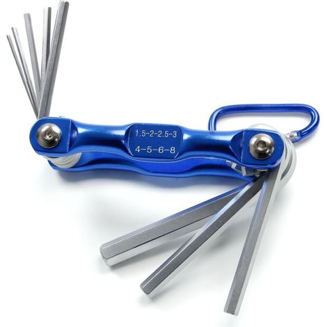Set di chiavi esagonali pieghevoli, 8 chiavi a brugola, set di chiavi esagonali pieghevoli metriche, strumento di riparazione per viti a testa esagonale, 1,5-8 mm (1/4)