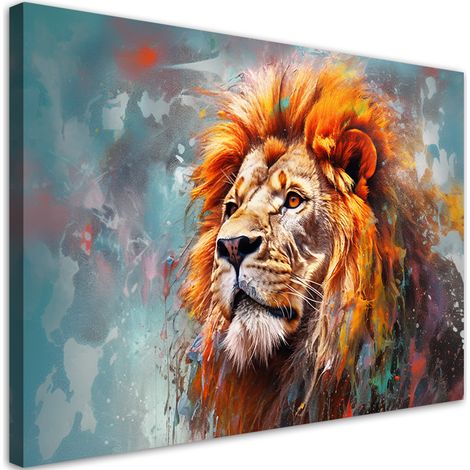 Quadro su tela, Leone animale Astrazione - 100x70 (1/4)