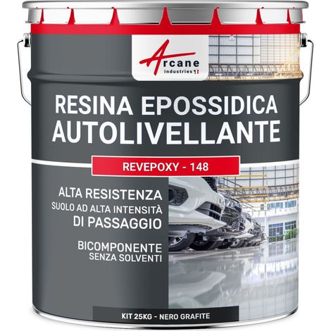 Resina epossidica autolivellante per pavimenti, garage - REVEPOXY - 148 - 25 kg Nero Grafite - RAL 9011 - ARCANE INDUSTRIES