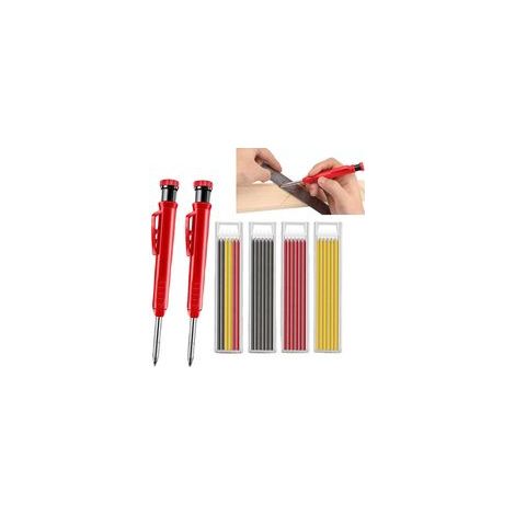 6 pieces，Set de Crayon de Menuisier pour Construction avec Crayon fils Gris、Jaune et rouge