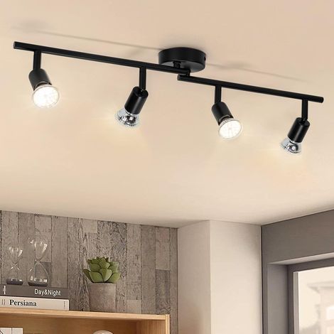 Plafonnier 4 Spot Orientable Incl. 4x 5W GU10 LED Blanc Chaud 2800K (1/5)