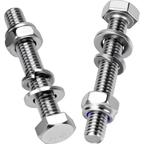 10 Pièces Boulons à Tête Hexagonale M10x100 mm Boulon Inox A2 V2A Vis et Boulon DIN 933 Vis à Métaux avec Écrous Rondelles pour Meubles Auto Vélos Bateaux Impression 3D Moto (1/5)