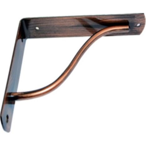VECA - REGGIMENSOLA LINEA CURVA PER ARREDO CASA IN ZAMA 12CM - COLORE RAME SPAZZOLATO