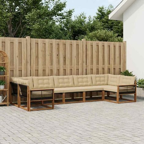 vidaXL Outdoor-Sofagarnitur mit Kissen 7 pcs Natur und Beige (1/5)