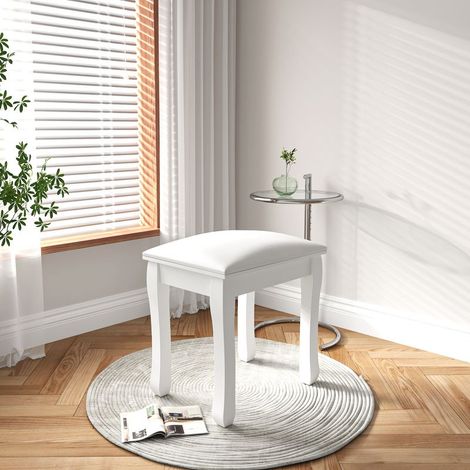 Quadratischer Toilettenhocker – Schminkbank, hochelastische Baumwolle, weiße, geschwungene Beine (1/5)