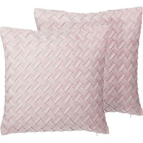 Conjunto de cojines decorativos trenzados rosa 45 x 45 cm decoración moderna glamour Tithonia