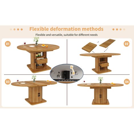 Ensemble de table à manger moderne (5 pièces), salle à manger avec table et chaises pour 4 à 6 personnes, ensemble de table de cuisine, table extensible avec 4 chaises, table à manger avec tiroirs, ch (1/5)