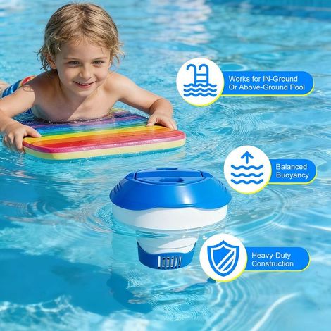 KGC Chlor-Pool-Spender, 7 Zoll schwimmender Pool-Spender für 200g Chlor- und Bromtabletten, geeignet für Pools, Spas und Springbrunnen (1/5)