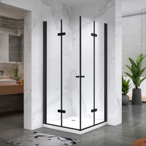 ELIZA-BLACK Cabine de douche noire 80x100 cm H.190 pivotante-pliante verre 6 mm (1/5)