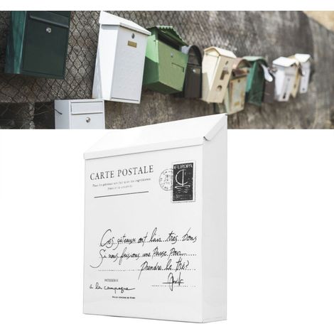 Boîte aux lettres Rustique en Fer Fixée au Mur avec Serrure et 2 Clés - Boîte de Suggestion Imperméable pour Maison Bureau Lettres en Beige (1/5)