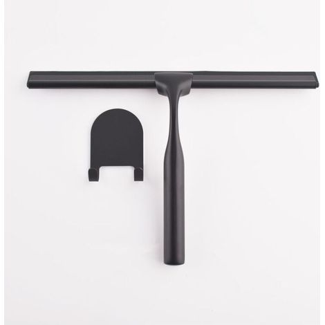 Raclette de Douche en Acier Inoxydable avec Crochet à Ventouse Solide pour Salle de Bain,Cuisine,Miroir,Voiture,fenêtre et Verre,25,4 cm,Noir. (1/5)