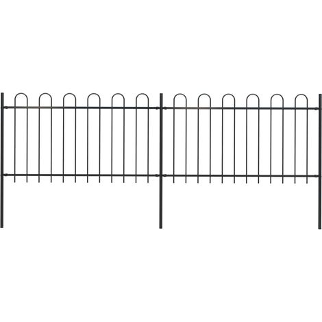 vidaXL Recinzione da Giardino con Parte Superiore ad Anello in Acciaio 359x100 cm Nera (1/5)