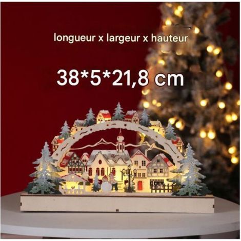 Décorations de Noël en bois LED lumineuses Village de Noël Décorations de fenêtre de centre commercial Cadeaux de Noël créatifs (1/4)
