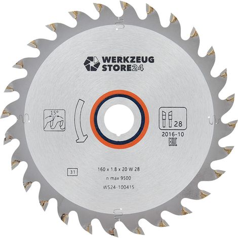 WS24 HM-Kreissägeblatt Holz 160 x 1,8 x 20 WZ 28  - WS24-100415