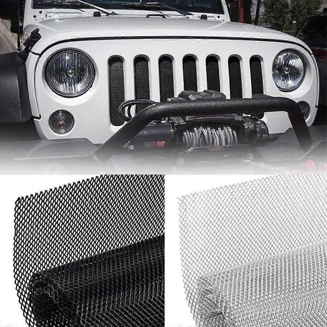 Grille de calandre en alliage d'aluminium pour voiture - Grille de carrosserie - Insert de pare-chocs - 11 x 25 mm - Hexagone noir (1/4)
