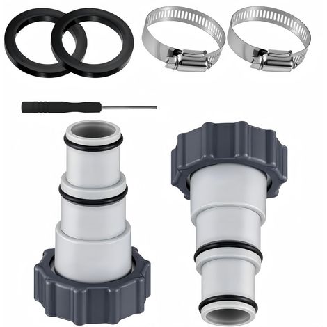 Raccord Tuyau Piscine, Adaptateur Tuyau Piscine 32 38, Adaptateur de, Conversion de Tuyau B, Raccord Pompe Piscines pour Pompes de Filtration à Raccord-Fileté et Systèmes de Saumure (7PCS) (1/4)