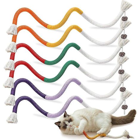 6 pièces chat mâcher Ropes, 23.6 pouces, chat jouets pour chats avec Natural Gall Fruit, Interactive chat Rope jouets (1/5)