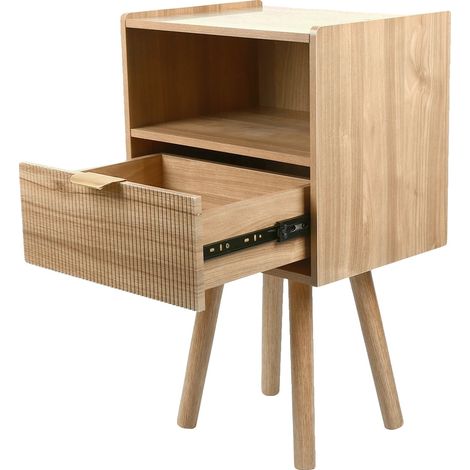 Mesita de noche, diseño moderno, almacenamiento compacto, marrón. (1/2)