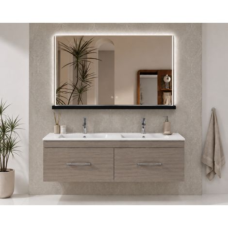 Bathroom cabinet with basin ORIGENBATH FLORENCIA without mirror 120x45 cm 2 basins smoked oak (1/5)