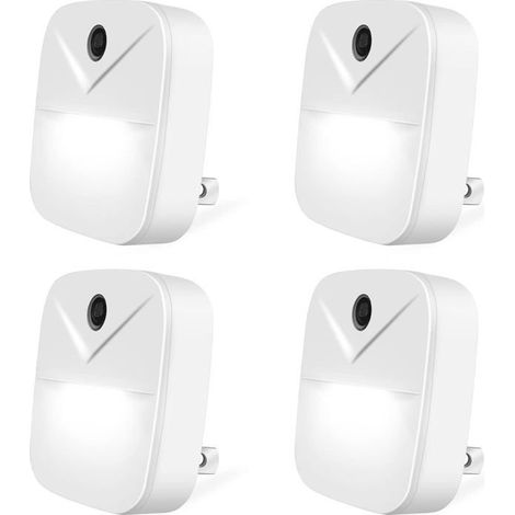 KLVGTIFS PU - Lot de 4 veilleuses connectées avec allumage et extinction automatiques pour couloirs, chambres, salles de bains, cuisines P172 (1/5)