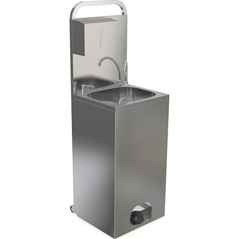 Lave-mains mobile avec commande à pedal, distributeurs de savon et de papier 470x435x877 mm - VIRTUS