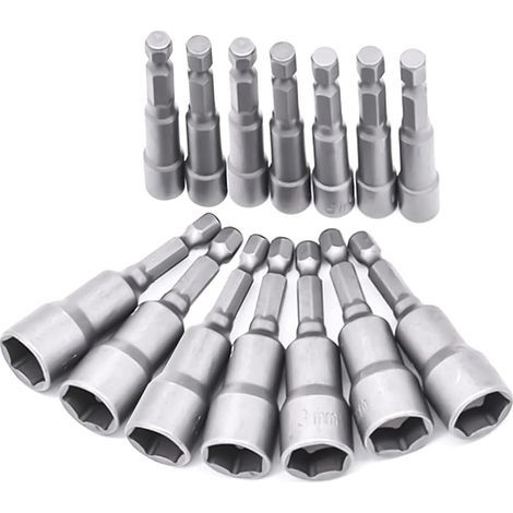 14 Pièces Douille Visseuse 6-19mm - Adaptateur Embout, Hexagonal Pour Tournevis à Écrou de pour Perceuse à Main, Tournevis Électrique, Clé à Douille (Acier au chrome vanadium) (1/5)