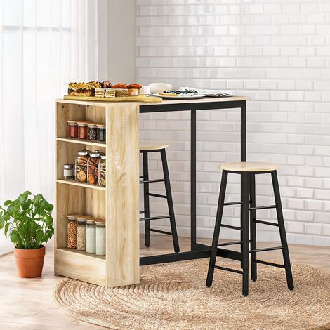 Ensemble table de bar et tabourets roble 91 x 49 x 91 cm (1/5)