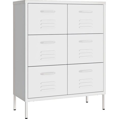 Drawer Cabinet White 80x35x101.5 cm Steel vidaXL