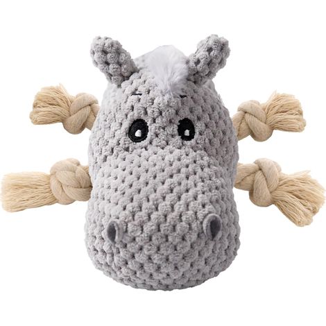 Jouet en peluche pour chien âne avec nœuds en corde et couineur – Jouet interactif à mâcher et à tirer avec papier froissé pour chiots, chiens moyens et grands (1/5)