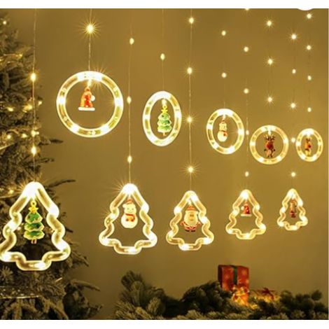 LED Weihnachtsbeleuchtung Fenster, 3M Weihnachtsdeko Sterne Lichtervorhang 8 Modi USB Fenster Beleuchtet Hängende Lichterkette Schneeflocken Deko Innen für Fensterdeko Weihnachten, Warmweiß (1/5)