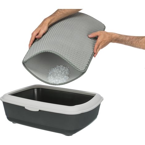 Tapis tamis pour bac à litière 40 × 55 cm noir ou gris pour chat - Trixie (1/5)