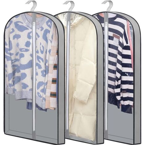 Bolsas para ropa, bolsas para colgar ropa (100 cm), fundas antipolillas, bolsas impermeables para guardar trajes y ropa, protectores de plástico para abrigos y chaquetas. (1/4)