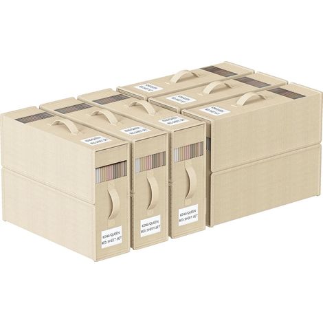 Set of 6 Bed Sheet Storage Bags, Foldable Linen Storage Box, Minimalist, Beige (1/5)