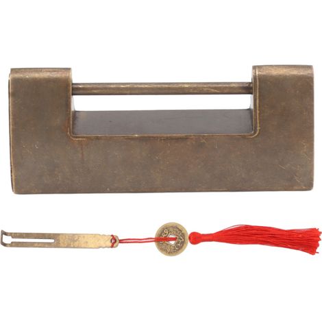 Candado decorativo vintage de latón antiguo, con una separación de 4,4 cm, de estilo chino, para muebles pequeños de madera (cajas, armarios, arcones).